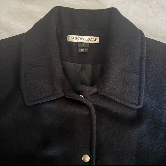 Jason Kole‎ Black Wool Jacket Blazer Large USA Made Snap Button Lined - Picture 4 of 10